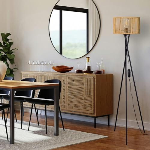 Osasy Tripod Lamps for Living Room,Dimmable Floor Lamp with Natural Shade