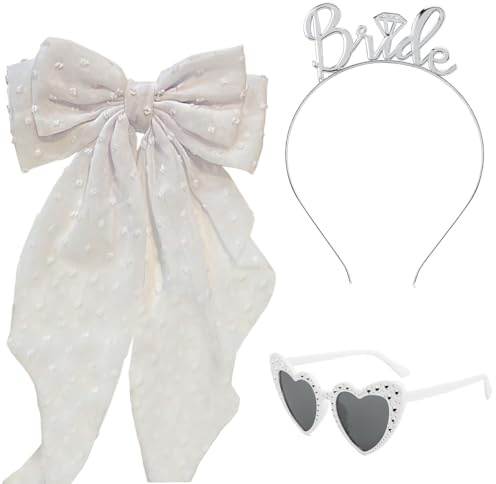 Guyode 4 Stück JGA Accessoires Frauen, Schärpe Braut + Jga Sonnenbrille Frauen + Braut Haarschmuck, Bride To Be Deko, Junggesellenabschied, Hochzeit Fotorequisiten Zubehör für Bachelorette Party
