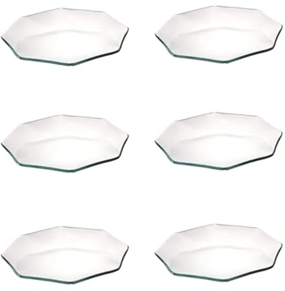Super Mundo - 6pcs Platos Cristales de Forma Octágono Transparentes, Para Cocina y Comedor (15cm)