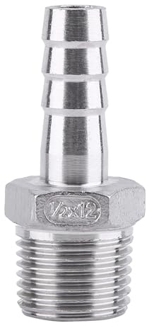 Haosie Connettore per tubo flessibile filettato maschio, connettore per tubo flessibile BSP, connettore per tubo flessibile in acciaio inossidabile 304 (1/2 x 12 mm)