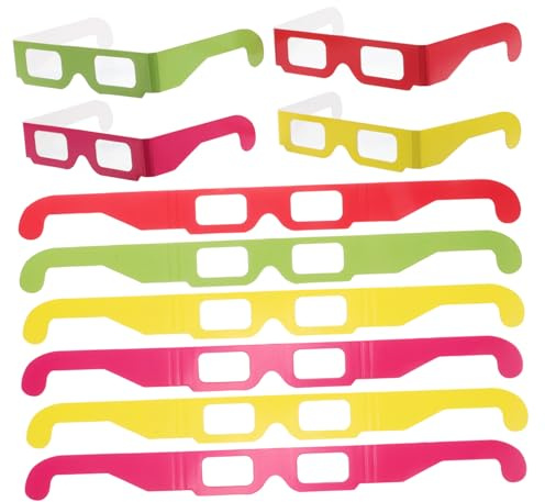 BESPORTBLE Occhiali Di Carta 3d a Diffrazione Per Ragazzo Ragazza, Set Da 20 Pezzi Colorati Effetto Prisma Arcobaleno, Leggeri e Luminosi Per Festival, Concerti e Feste Serali