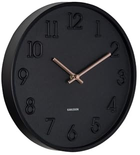 Karlsson Wanduhr Calma - Schwarz - 3.8x30x30cm | Rund - skandinavisch - Polypropylen - Wanduhr Modern Wohnzimmer - Wanduhren
