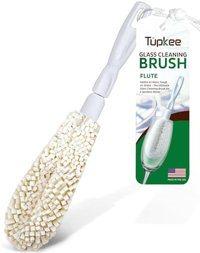 Tupkee Wine Glass Cleaning Brush – Soft Non-Scratch Foam Bristles, Dishwasher Safe – Flute and Stemware Wine Glass Cleaner Brush for Crystal, Champagne Glasses, Bottle, Mug & Tumbler – Made in the USA
