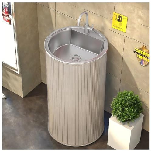 ZTGL Waschbeckenunterschrank, Modernes Badezimmermöbel Waschtisch, Freistehende Waschbecken Gäste WC Waschplatz Standwaschbecken Waschtisch, Badmöbel Set Waschbecken mit Wasserhahn K,Without Mirror