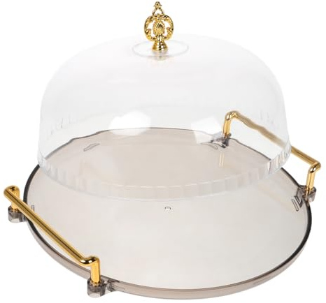 BESTYASH Plateau Rond Transparent en Plastique avec Couvercle Pratique pour Présentation Claire de Gâteaux et Fruits, Style Minimaliste pour Service à L'après-