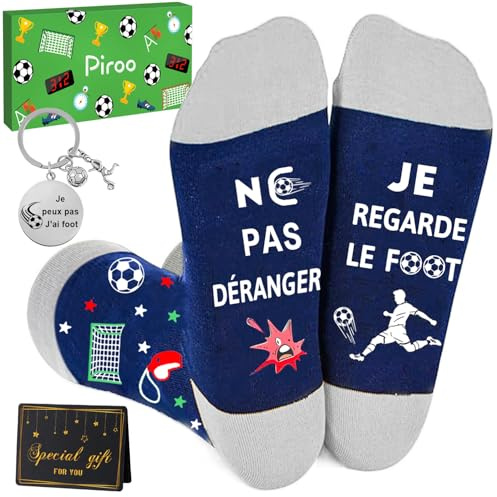 Chaussettes Homme Rigolote avec Porte-clés Idee Cadeau Homme Amateur de foot Original Utile Cadeau Noel Anniversaire Homme Cadeau Papa Cadeau Fete des Peres Ado Garcon
