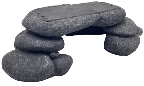 Hobby Heat Cave Terrarium Deko Höhle aus Polyresin I 32x18x9 cm I Wärmespeichernde Reptilien Höhle mit echtem Schieferstein I Natürliches Versteck & Sonnenplatz für Bartagame, Geckos & Schlangen