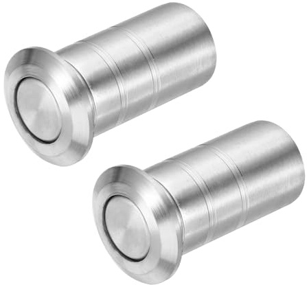 sourcing map 2PCS 14mm/0.55 Door Latch Dust Protector, 304 Stainless Steel Dust-Proof Security Sliding Lock Inserts, Barrel Bolt Lock Accessories for Interior and Outdoor Latch, Silver