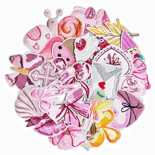 23 stycken söt rosa serie broderi lapp tillbehör barn stryka på iron on sew on lappar klistermärken applikation gör-det-själv strykbilder för t-shirt väst ryggsäckar kläder väskor jackor dekoration