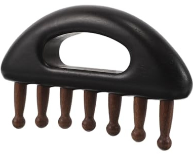 Peine de Madera de Sándalo para Masaje del Cuero Cabelludo | Dientes Anchos, Acabado Negro, Uso Diario Viaje, Apto para Hombres y Mujeres