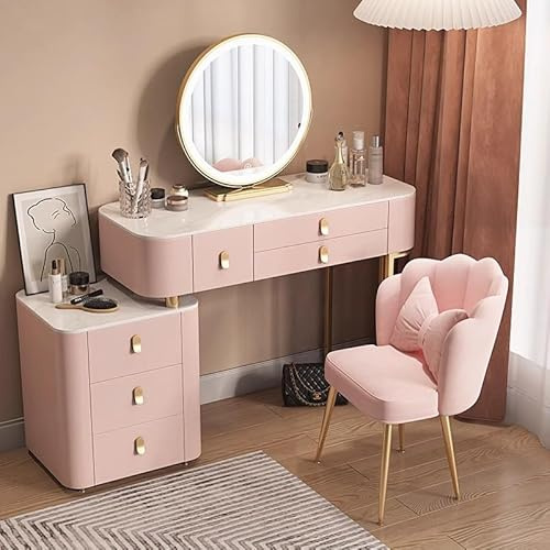 TAITUTE Schminktisch Mit Schubladen, Kosmetiktisch Set Mit Spiegel & Hocker, Schlafzimmer Make Up Tisch Schminkkommode Frisierkommode für Schminkraum