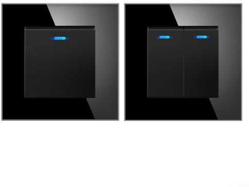 Interruttore della luce del pannello di vetro, interruttore a bilanciere a 1 banda a 2 vie, moderno interruttore da parete con sensore touch per controllo dell'illuminazione di casa e ufficio (A)
