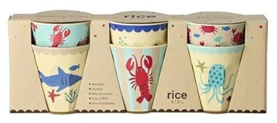 ReWu Rice Melamin Becher Klein - Coral Ocean Print