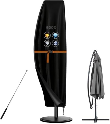 YedZen Housse Parasol Deporte, 265Hx70Lcm, Oxford 600D PVC, 265x40/70/50cm, avec Tige, Fermeture Éclair et Boucle, 2m à 3m, Imperméable Protection Parasol, Bache Parasol