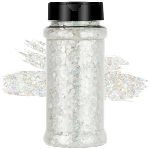 Alaoo 57 g glitterpulver ansikte, laservit | 57g stora holografiska ansiktsglitterpulver, laservit, festivaler