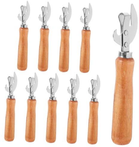 Amosfun 10 Unidades Abrelatas de Madera de Clásico Manual Acero Inoxidable | Estilo Vintage Japonés, Bordes Suaves y Compacta para Guardar, Uso en Emergencias y Camping