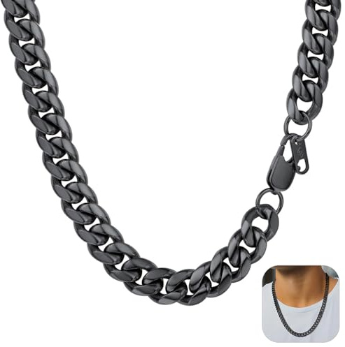 PROSTEEL Män, personligt halsband, rostfritt stål, massiv pansarkedja, namn, text, gravyr, tunga länkar, hip-hop-kedja för män, pojkar, 4,8/6/10/14 mm, bred kedjelängd 46–76 cm valbar, Metall, Ingen