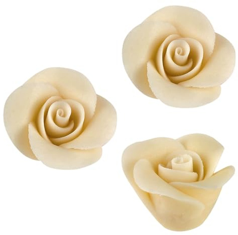 Günthart 48 Marzipanrosen, klein, weiß | 24mm | Tortendekoration | Hochzeitstorten | Essbar