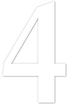 Zahlen-Aufkleber Nr. 4 in weiß I Höhe 30 cm I selbstklebende Haus-Nummer, Ziffer zum Aufkleben für Außen, Briefkasten, Tür I wetterfest I kfz_465_4