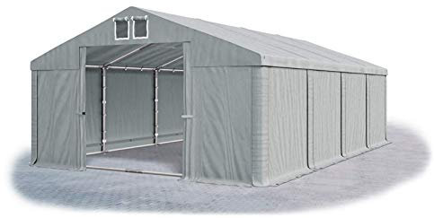 Das Company Lagerzelt 5x8m wasserdicht mit Bodenrahmen grau Zelt 560g/m² PVC Plane hochwertig Zelthalle Summer Floor SD