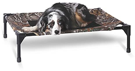 K&H PET Products Kühlendes erhöhtes Hundebett für den Außenbereich, erhöhtes Hundebett mit waschbarem, atmungsaktivem Netz, Hundebett, rutschfeste Gummifüße, tragbares Hundebett, Outdoor-Hundebett,