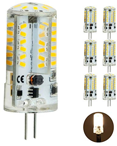 G4 LED Light Bulb 4.5W 320-350lm 2700K Warm White (40watt Halogen Equivalent) AC/DC12V Bi-Pin Base Light for Landscape Lighting,Not dimmable,SMD3014,No Flicker,6-Pack