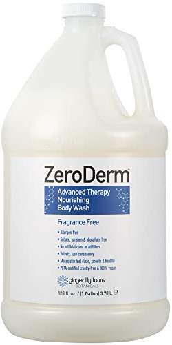 Ginger Lily Farms Botanicals ZeroDerm Advanced Therapy Nourishing Body Wash, 100% Vegan & Cruelty-Free, Fragrance Free, 1 Gallon (128 Fl. Oz.) Refill