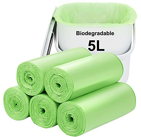Biodegradable Trash bags 120PCS, Aievrgad 5L/1.2Gallon small Garbage bags/For Countertop Bin. Bin Liner/Trash/rubbish Bags, 100% Recycled,Tough, degradable, Compost Bags for Food/household-black