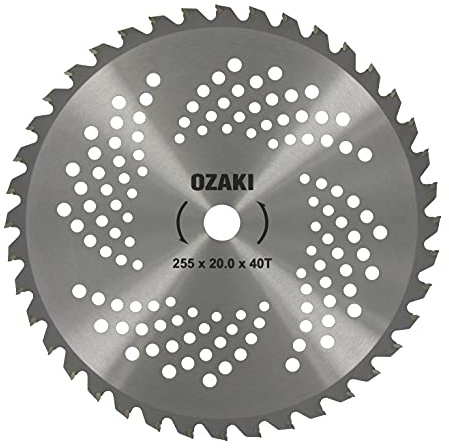 OZAKI - Hoja de 40 dientes para destrozadora - Dientes con punta de carburo - Ancho de corte: 255 mm - Grosor 1,3 mm - Diámetro de 20 mm