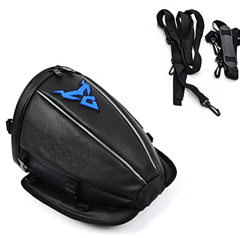 WHYUNM26 PU Leder Motorrad Rücksitztasche Koffer Reisegepäck Wasserdicht Langlebig Multifunktions Rucksack Heck Tankrucksack,Blue