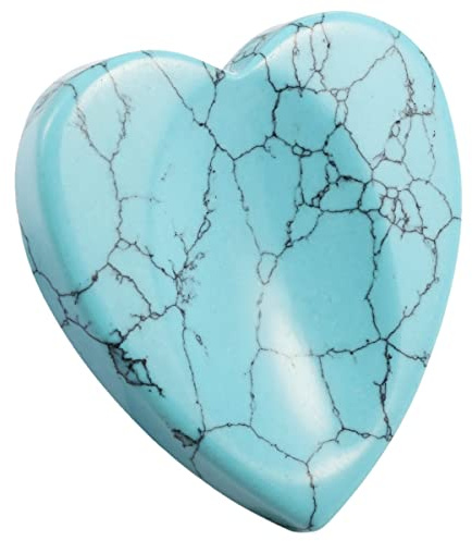 Nupuyai Pierre d'inquiétude pour le pouce en cristal de guérison, pierre de poche en forme de coeur pour le soulagement du stress de l'anxiété Reiki, Vert Howlite Turquoise