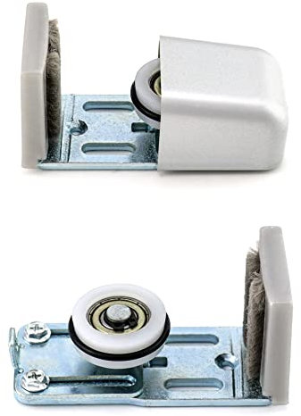 QWORK® Door Floor Guide, Adjustable Barn Door Roller Guides, Non-Scratch Wheels with Ball Bearing, for Frame Sliding Door, Silver, 2Pcs