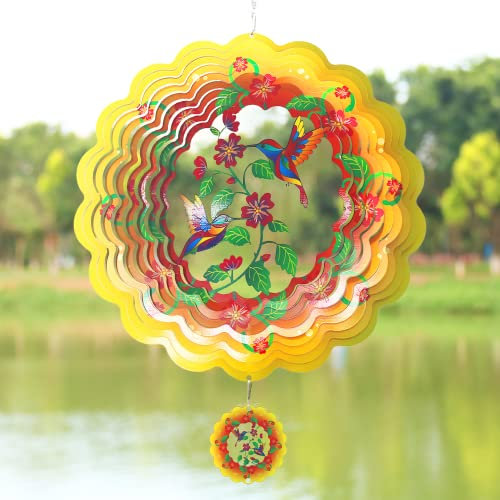 TFANUO Hilanderos de viento 3D de metal de acero inoxidable de 12 pulgadas, grandes esculturas de viento para patio y jardín, decoraciones para interiores y exteriores