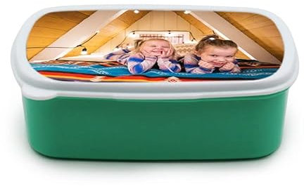 Kaululu Personalizada Fiambrera con Foto caja Bento a Prueba de Fugas Plastico Lonchera para Niños Regalo para Niños Regreso a Clases Verde