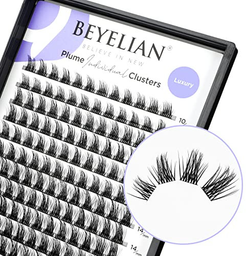 BEYELIAN Ciglia Finte Ciuffetti, C Curl Ciuffetti Extension Ciglia, 144 Pezzi 0.07mm 10-16mm Mixed Fai Da Te Ciglia Finte per Uso Personale a Casa (Luxury, Nero)