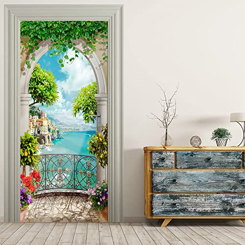 VIRANDA Türtapete Selbstklebend Türposter - SEACAPE TOWN - 3D Türaufkleber Türklebefolie 90x200cm