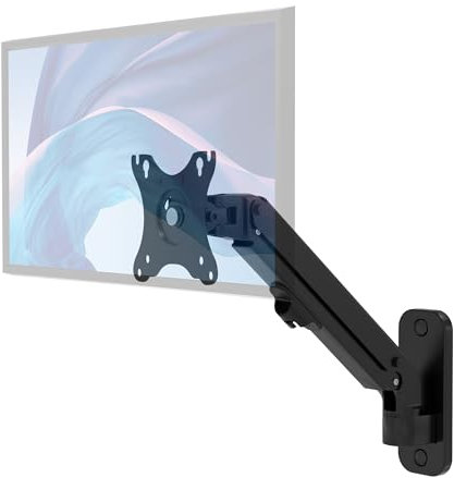 Single Monitor Premium Wall Mount for 17 - 27 Computer Screens - Flexible tilt 75x75-100x100 VESA Monitor Arm - Holds Monitors Up to 15.4Lbs - (ADD-AVWMB)