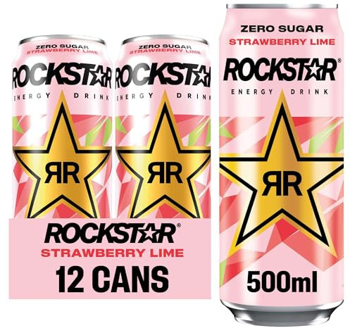 Rockstar Refresh Energy Drink Strawberry & Lime, 12 x 500ml cans