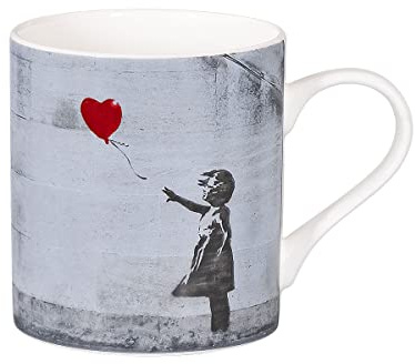 tea4chill Könitz Kaffeetasse Banksy Girl with balloon. Teetasse 400ml, Fine Bone China Porzellan