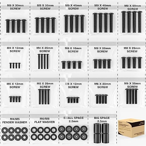 TV Mount Screws Universal TV Installation Hardware Kit Includes M4 M5 M6 M8 Sets Screws and Spacers for Samsung, Vizio, LG, TCL, Sony, Sharp, Philips, Panasonic & More Up to 100 HTA001