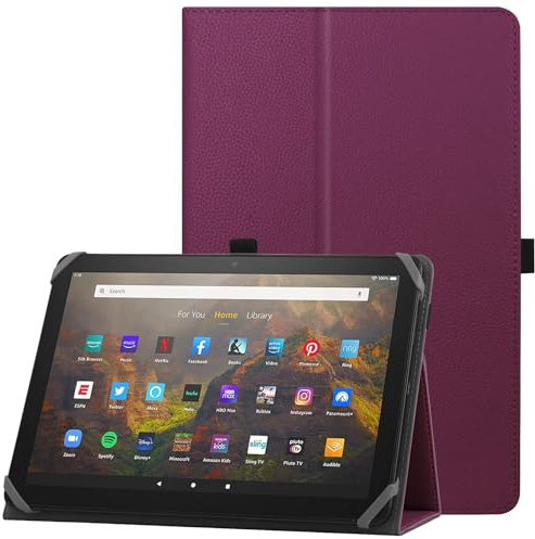 HoYiXi Universelle Hülle für 9-10,1 Zoll Tablette Fire HD 10 2021/2023 & Fire HD 10 Plus 2021/2023 mit Ständer Folio und Handschlaufe Schutzhülle für 9-10,1 Samsung Lenovo Android Tablette - Violett