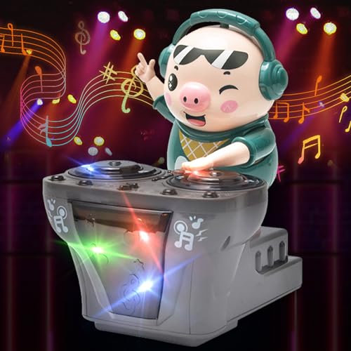 Seasboes DJ Swinging Piggy Toy, Musik Tanzendes Schwein Spielzeug, Lustig Schweinchen-Musikspielzeug, Interaktives Krabbelnde Spielzeug, Früh Lernspielzeug für Kinder