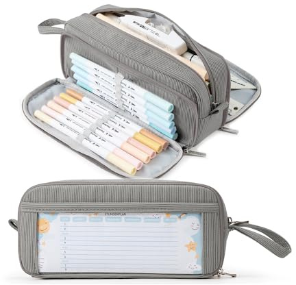 KALIDI Federmäppchen mit 3 Fächer Große Kapazität Mäppchen Federtasche Stiftetasche Pencil Case Bleistifttasche für Schule & Büro