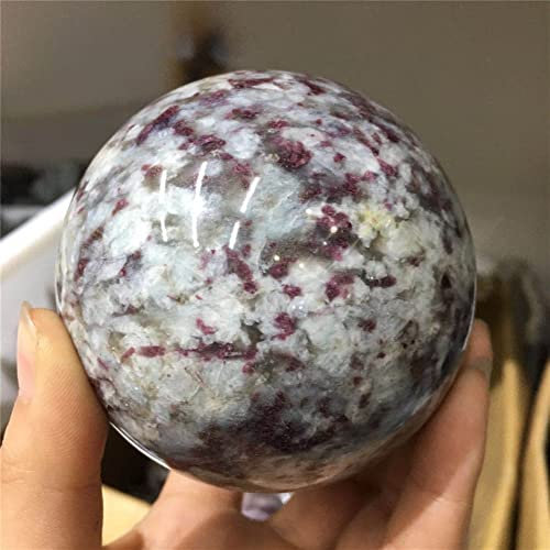 CZAOINCU Cristaux de Quartz Naturel Sphère de Tourmaline Rouge Pierre de Rubellite Boule de Cristal Décoration Balance Cristal Collecte à Domicile (Size : 50-60mm)