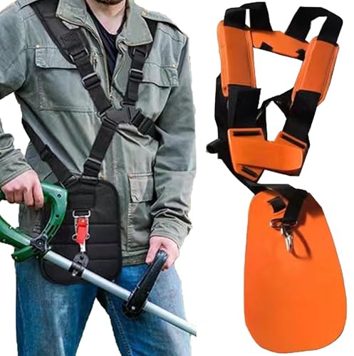 SUQ Schulterriemen Motorsense, Trimmer Schultergurt, für Motorsensen Trimmer, Sicherheitsgurt, Bequem Strimmer Doppelt Brust Schultergurt, Trimmer Gurt für Motorsense, Mäher-Zubehör (orange)