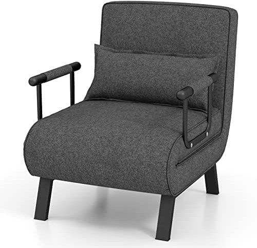 FANTASK 4 in 1 Klappsessel, klappbares Schlafsofa mit Verstellbarer Rückenlehne & abnehmbarem Kissen, Schlafsessel mit Metallrahmen