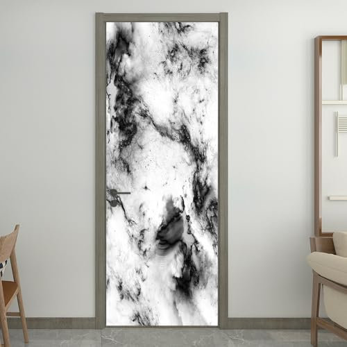 Türfolie Selbstklebend Weiß Schwarz Graffiti Türtapete Selbstklebend PVC Türaufkleber Wasserdichte Türposter Selbstklebend Abnehmbar Türaufkleber Abziehen und Aufkleben Türtapete 90x200cm