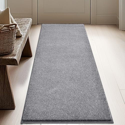 DOMUSTEX Waschbar Teppich Läufer 60 x 150 cm, Eingangsteppich, Schmutzfangmatte Innen, rutschfeste Fussmatte für Küche, Schlafzimmer, Flur