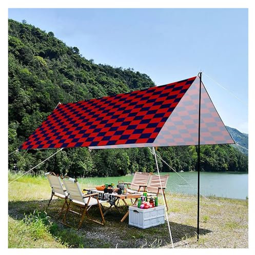 BDXMKS Zeltplane Wasserdichtes und UV-beständiges Schattendach for den Außenbereich, leichtes tragbares Oxford-Zelt for Picknick, Reisen, Park-Schachbrettmuster(Pink,3x2m)