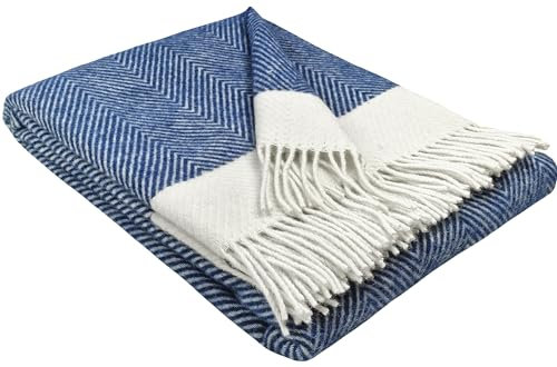 STTS International Manta 100% lana virgen 140 x 200 cm, manta de lana virgen, disponible en muchos colores, azul claro (D-M))